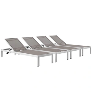Modway Furniture Shore Outdoor Patio Aluminum Chaise (Set of 4)