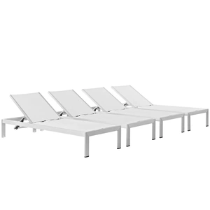 Modway Furniture Shore Outdoor Patio Aluminum Chaise (Set of 4)