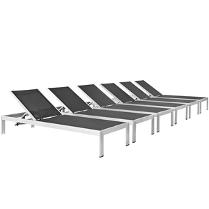 Modway Furniture Shore Outdoor Patio Aluminum Chaise (Set of 6)
