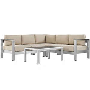 Modway Furniture Shore 4-Pc Outdoor Patio Aluminum Sectional Sofa Set, Composition 1