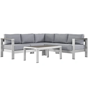 Modway Furniture Shore 4-Pc Outdoor Patio Aluminum Sectional Sofa Set, Composition 1