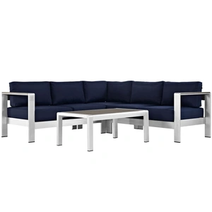 Modway Furniture Shore 4-Pc Outdoor Patio Aluminum Sectional Sofa Set, Composition 1