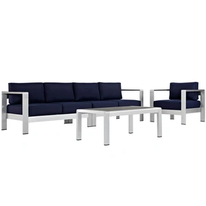 Modway Furniture Shore 4-Pc Outdoor Patio Aluminum Sectional Sofa Set, Composition 3