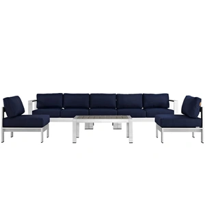 Modway Furniture Shore 6-Pc Outdoor Patio Aluminum Sectional Sofa Set, Composition 4