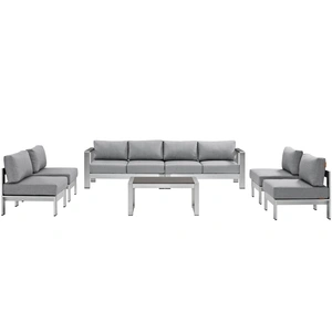 Modway Furniture Shore 7-Pc Outdoor Patio Aluminum Sectional Sofa Set