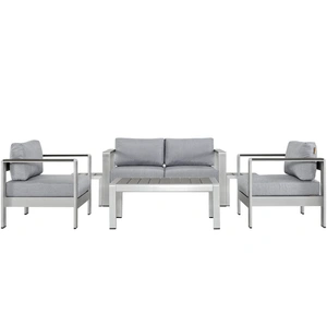 Modway Furniture Shore 6-Pc Outdoor Patio Aluminum Sectional Sofa Set, Composition 5