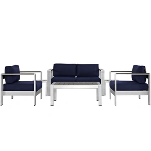 Modway Furniture Shore 6-Pc Outdoor Patio Aluminum Sectional Sofa Set, Composition 5