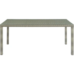 Modway Furniture Conduit 70-inch Outdoor Patio Wicker Rattan/Glass Dining Table, Light Gray