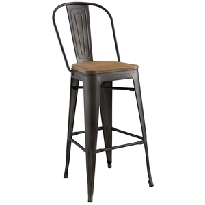 Modway Furniture Promenade Bamboo/Steel Bar Stool