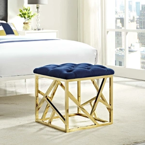 Modway Furniture Intersperse Velvet Ottoman, Gold/Navy