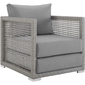 Modway Furniture Aura Rattan Outdoor Patio Synthetic Wicker Rattan/Fabric Armchair
