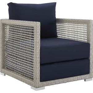 Modway Furniture Aura Rattan Outdoor Patio Synthetic Wicker Rattan/Fabric Armchair