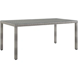 Modway Furniture Aura 68-inch Outdoor Patio Wicker Rattan/Glass Dining Table, Gray