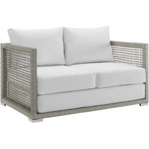 Modway Furniture Aura Outdoor Patio Wicker Rattan/Fabric Loveseat