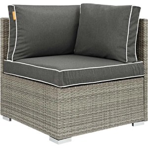 Modway Furniture Repose Outdoor Patio Synthetic PE Rattan/Fabric Corner Chair