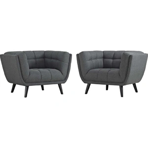 Modway Furniture Bestow 2-Pc Upholstered Fabric Armchair Set, Gray