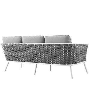 Modway Furniture Stance Outdoor Patio Aluminum Sofa, White/Gray