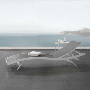 Modway Furniture Glimpse Outdoor Patio Mesh Chaise Lounge Chair in White/Gray