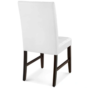 Modway Furniture Promulgate Biscuit Tufted Upholstered Faux Leather Dining Side Chair, White (Set of 2)
