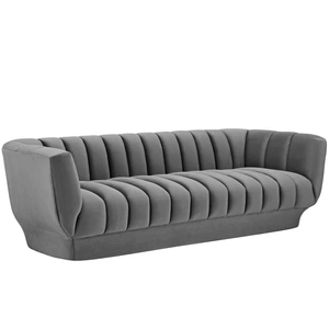 Modway Furniture Entertain Tufted Velvet Sofa, Gray