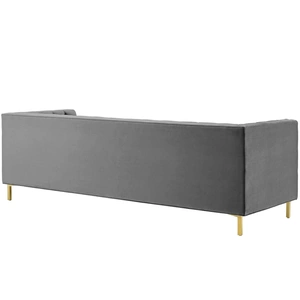 Modway Furniture Delight Tufted Button Velvet Sofa, Gray