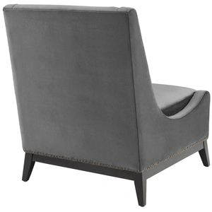 Modway Furniture Confident Velvet Accent Lounge Chair, Gray