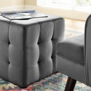 Modway Furniture Contour Tufted Cube Velvet Ottoman