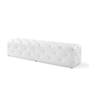 Modway Furniture Amour 72-inch Tufted Button Entryway Faux Leather Bench, White