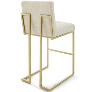 Modway Furniture Privy Gold Stainless Steel Upholstered Fabric Bar Stool, Gold/Beige