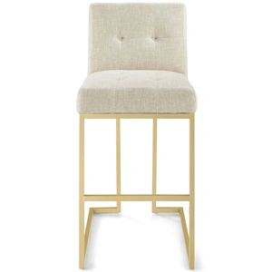 Modway Furniture Privy Gold Stainless Steel Upholstered Fabric Bar Stool, Gold/Beige