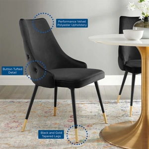 Modway Furniture Adorn Tufted Performance Velvet Dining Side Chair, Black