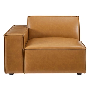Modway Furniture Restore Left-Arm Vegan Leather Sectional Sofa Chair, Tan