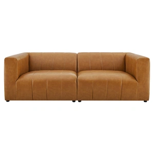 Modway Furniture Bartlett 2-Piece Vegan Leather Loveseat, Tan