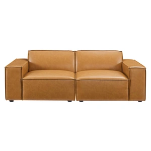 Modway Furniture Restore Vegan Leather Loveseat, Tan