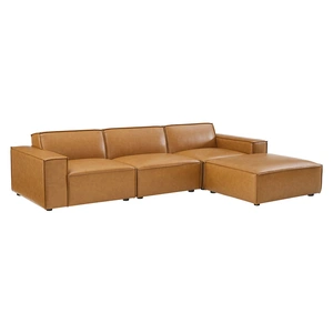 Modway Furniture Restore 4-Piece Vegan Leather Sectional Sofa, Tan