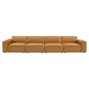 Modway Furniture Restore 4-Piece Vegan Leather Sofa, Tan