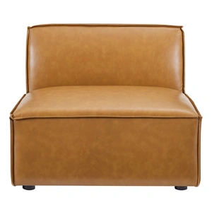 Modway Furniture Restore 5-Piece Vegan Leather Sectional Sofa, Configuration 1, Tan