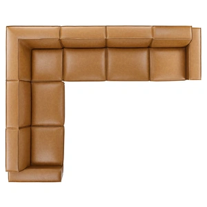 Modway Furniture Restore 6-Piece Vegan Leather Sectional Sofa, Configuration 3, Tan