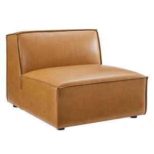 Modway Furniture Restore 7-Piece Vegan Leather Sectional Sofa, Tan