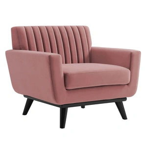 Modway Furniture Engage Channel Tufted Performance Velvet Armchair, Dusty Rose