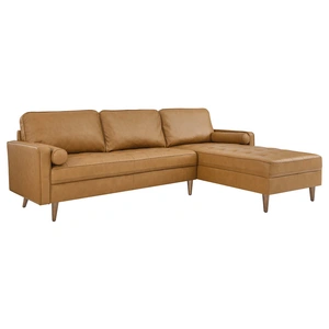 Modway Furniture Valour 98-inch Leather Sectional Sofa, Tan