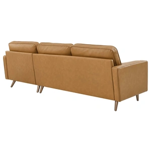 Modway Furniture Valour 98-inch Leather Sectional Sofa, Tan
