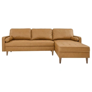 Modway Furniture Valour 98-inch Leather Sectional Sofa, Tan