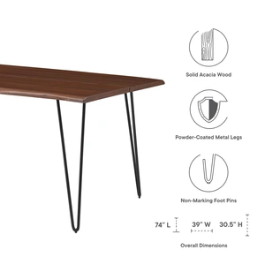 Modway Furniture Ardor 74-inch Live Edge Acacia Wood Dining Table