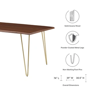 Modway Furniture Ardor 74-inch Live Edge Acacia Wood Dining Table