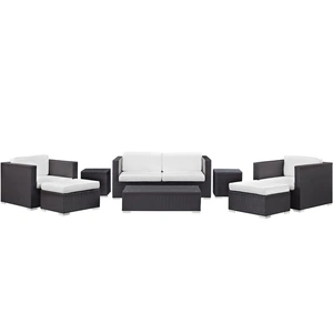 Modway Furniture Venice 8-Piece Outdoor Patio Sofa Set, Espresso/White