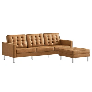 Modway Furniture Loft Tufted Vegan Leather Sofa and Ottoman Set