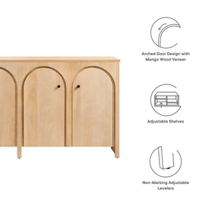 Modway Furniture Appia Wood Grain 4-Door Sideboard Storage Cabinet