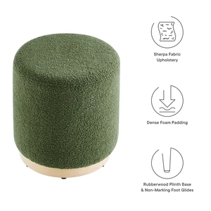 Modway Furniture Tilden 16-inch Round Sherpa Upholstered Ottoman
