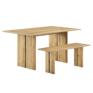 Modway Furniture Amistad 60-inch Wood Dining Table and Bench Set